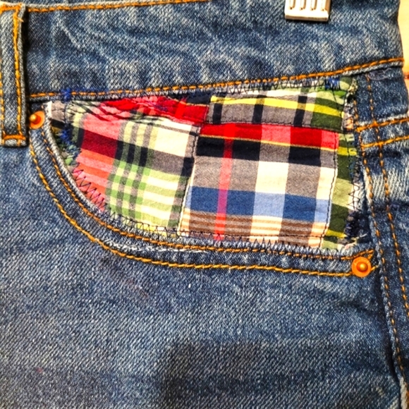 UPCYCLED☆HANDMADE "ella moss" and ☆OKD co. EMBELLISHED DENIM SKIRT Size 28 - Picture 2 of 15